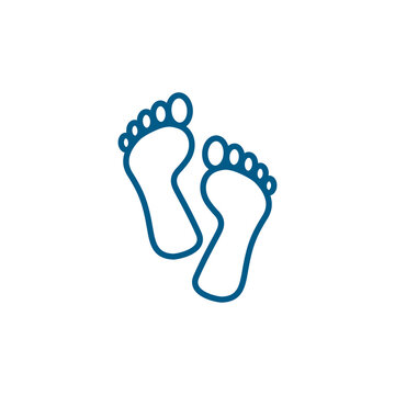 Footprint Line Blue Icon On White Background. Blue Flat Style Vector Illustration