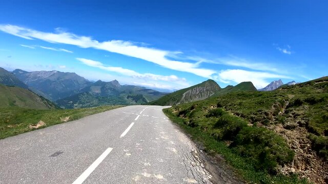 on the road to col d'Aubisque in french Pyrenees mountains