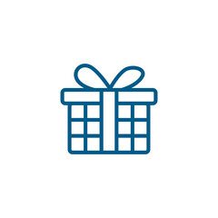Gift Box Line Blue Icon On White Background. Blue Flat Style Vector Illustration