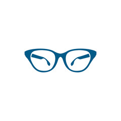 Glasses Blue Icon On White Background. Blue Flat Style Vector Illustration