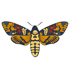 Moth dead head Isolated on a white background. Vector graphics.