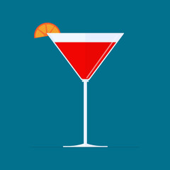 Flat vector illustration: alcoholic drink, cocktail icon.