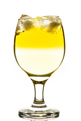 cocktail glass of water with ice