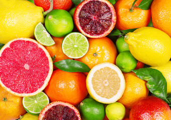 Fototapeta na wymiar Fresh citrus fruits background