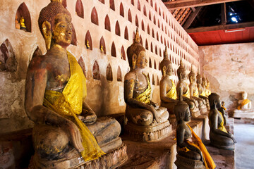 VIENTIANE, LAOS - SEPTEMBER 20: Buddha sculptures at Wat Sisaket on September 20, 2012, in...