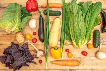 A lot of different ripe tasty vegetables. Healthy food