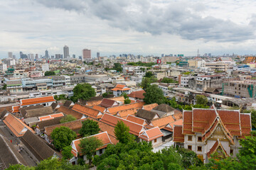 Fototapeta na wymiar View of Bangkok from The Golden Mount, Wat Saket, Bangkok, Thailand