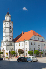 Fototapeta premium Poland, Lower Silesia, Paczków, Patschkau, Market Square, Town Hall