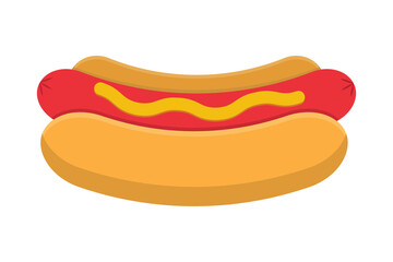 Hotdog on white background. Street food. Fast Food. Vector illustration. Sandwich