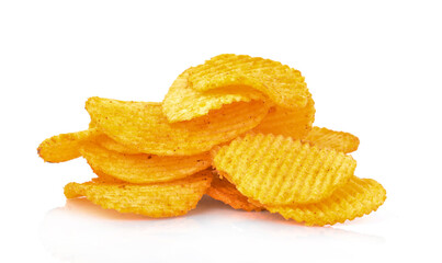  Potato chips isolated on white background