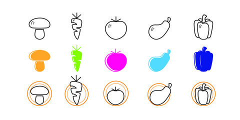 set of vegetables icons