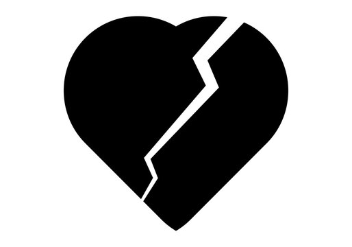Coraz&oacute;n negro roto por un rayo.