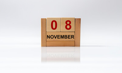 USA presidential elections 2020 November 8. wooden cube and blocks Calendar with date to vote on 8th of November. us election concept