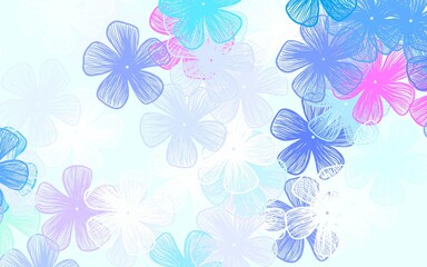 Fototapeta na wymiar Light BLUE vector doodle layout with flowers.