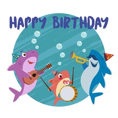 Fototapeta premium A Shark family playing music together.