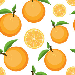 Seamless orange pattern. Bright orange fruit background