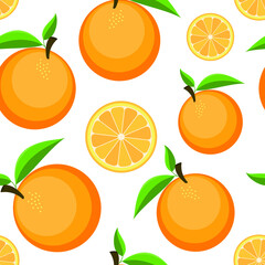 Seamless orange pattern. Bright orange fruit background