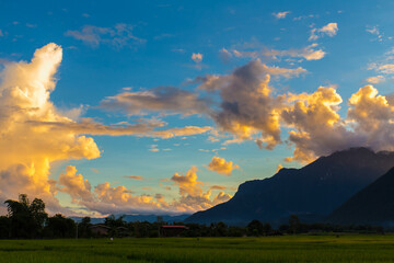 sunset in the mountains