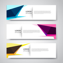 Vector set abstract geometric design banner web template.