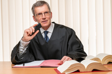 Judge or lawyer dictating a judgement or a brief