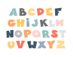 Cartoon vector alphabet for kids.
