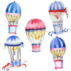 Fototapeta na wymiar Flying balloons set cute illustrations