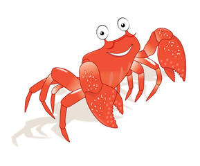 Vector cartoon illustration of a cute crab