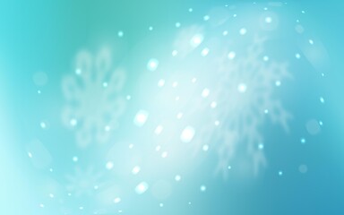 Light Blue, Green vector template with ice snowflakes. Decorative shining illustration with snow on abstract template. The template can be used as a new year background.