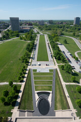 A birds-eye view of the National World War 1 Museum and Memorial Park in Oklahoma City
