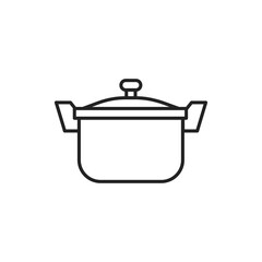 Saucepan ginseng soup line black icon. Korean food. Sign for web page, mobile app, button, logo. Editable stroke