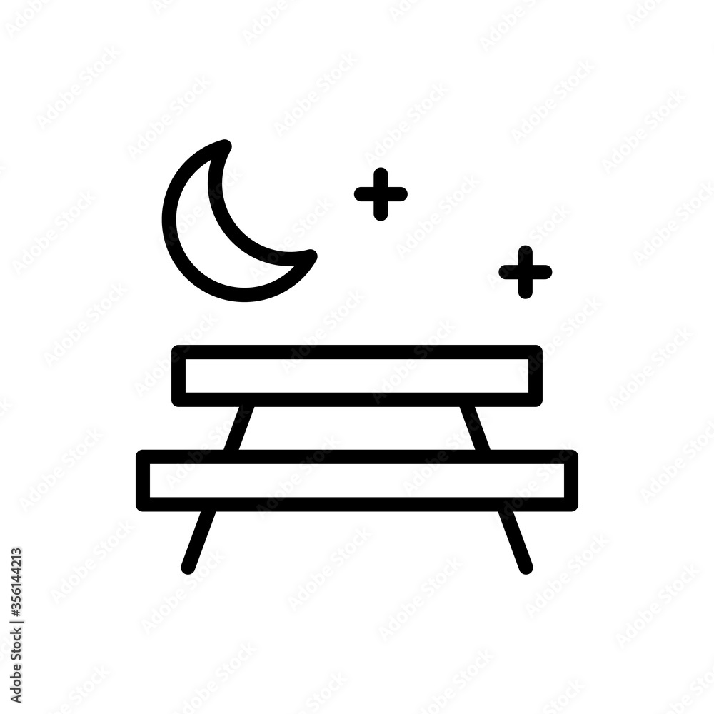 Poster moon, table, bench icon. simple line, outline vector elements of camping icons for ui and ux, websit