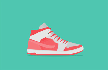 Sneakers. Flat vector icon isolated on color background