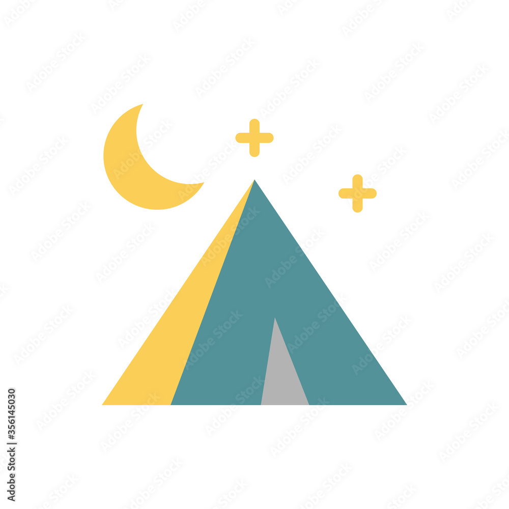 Poster tent, moon icon. simple color vector elements of camping icons for ui and ux, website or mobile appl