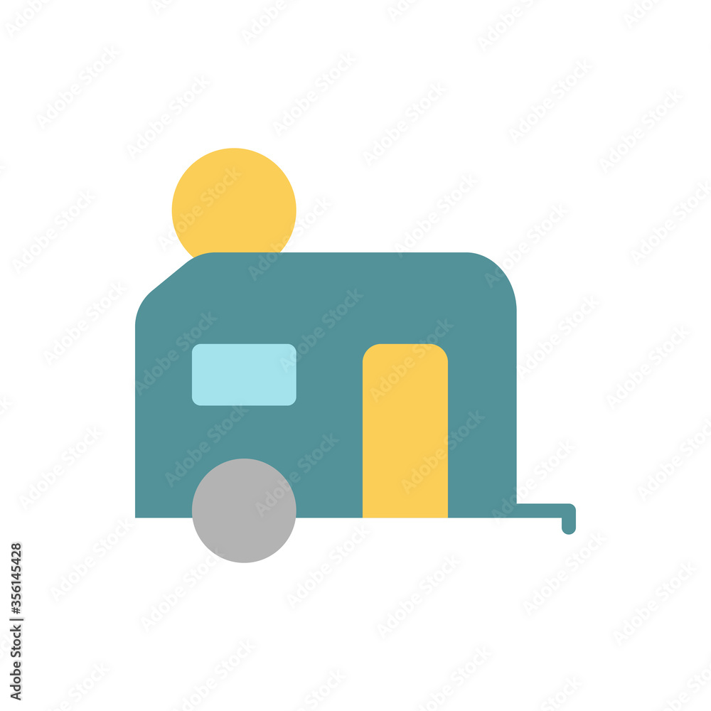 Poster trailer, sun icon. simple color vector elements of camping icons for ui and ux, website or mobile ap