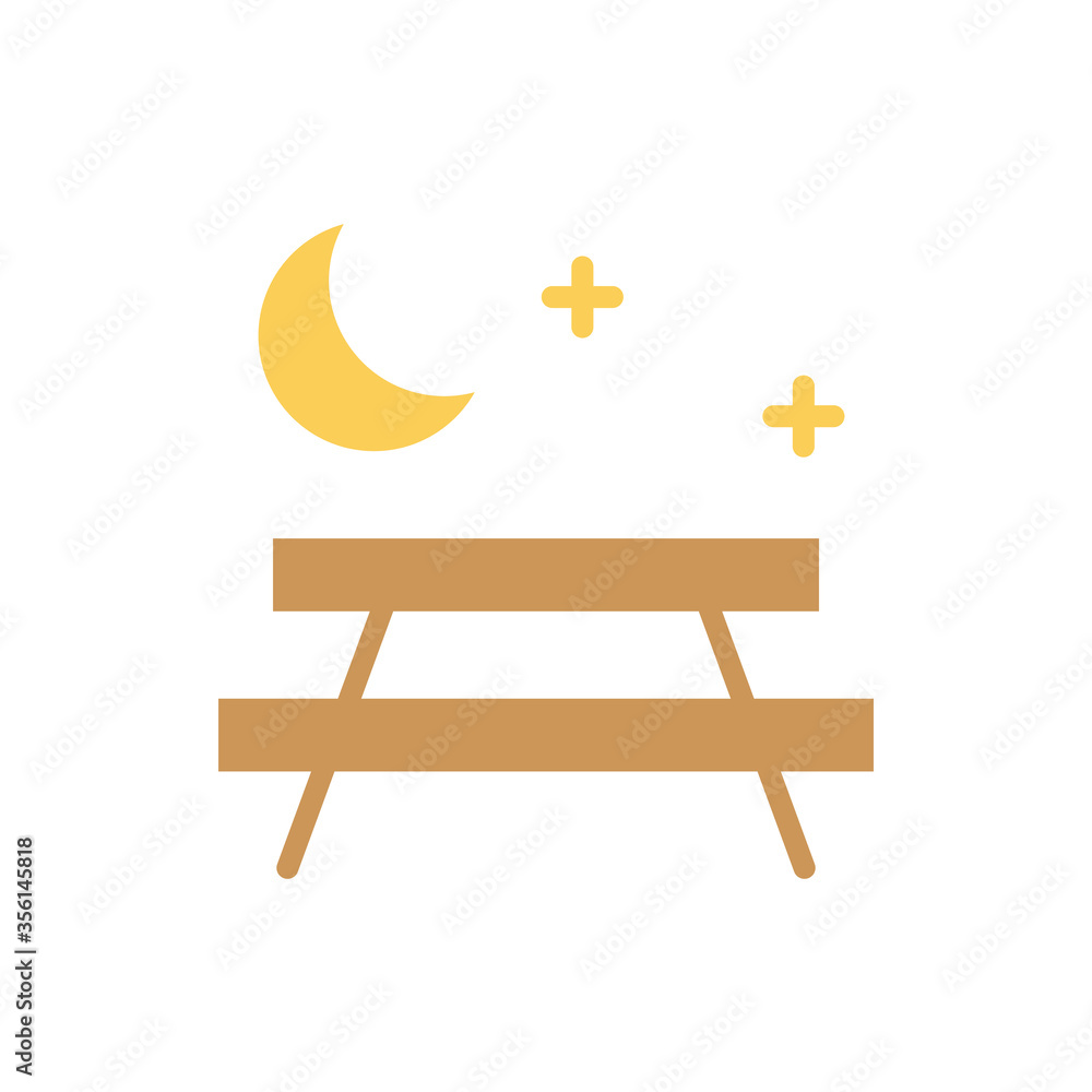 Aufkleber moon, table, bench icon. simple color vector elements of camping icons for ui and ux, website or mob