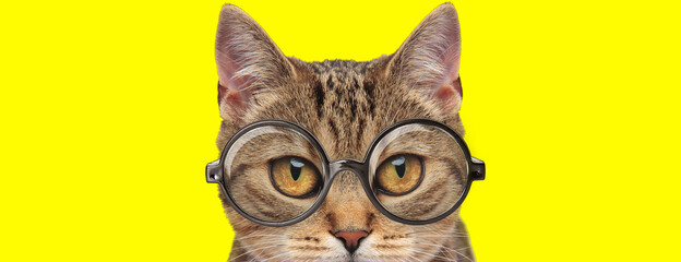 adorable cat with big eyes wearing glasses