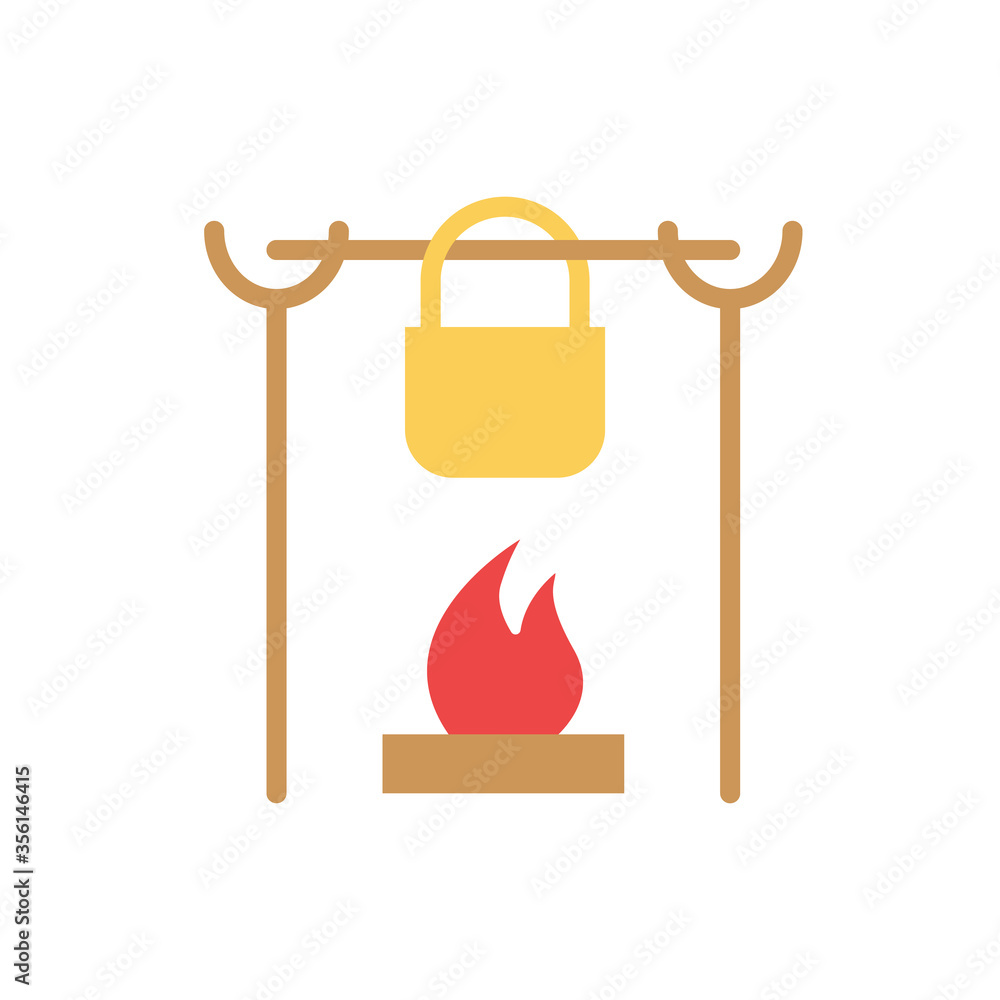 Poster pan, bonfire icon. simple color vector elements of camping icons for ui and ux, website or mobile ap