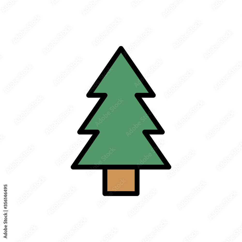 Poster tree, spruce icon. simple color with outline vector elements of camping icons for ui and ux, website