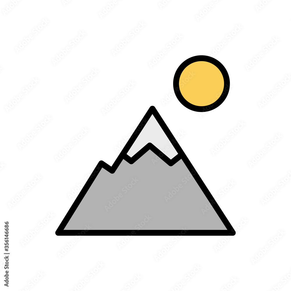 Poster mountain icon. simple color with outline vector elements of camping icons for ui and ux, website or 