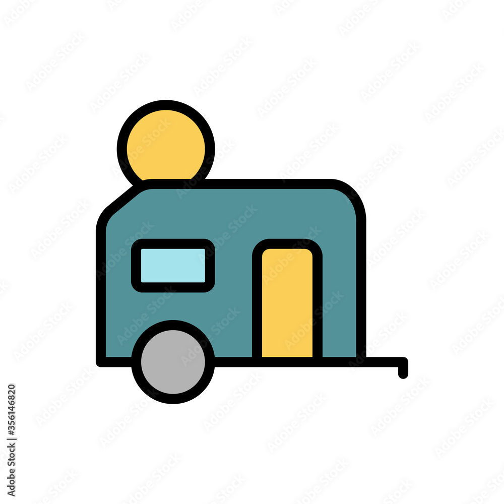 Aufkleber trailer, sun icon. simple color with outline vector elements of camping icons for ui and ux, website