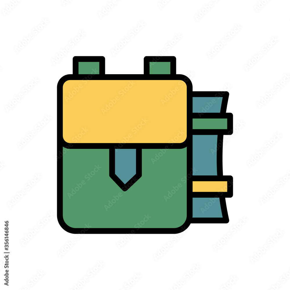 Poster backpack, camping icon. simple color with outline vector elements of camping icons for ui and ux, we