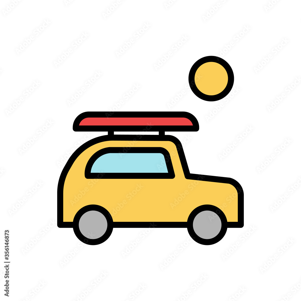Poster car, surf board icon. simple color with outline vector elements of camping icons for ui and ux, webs