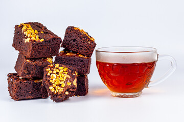 cup of tea and Brownies cake