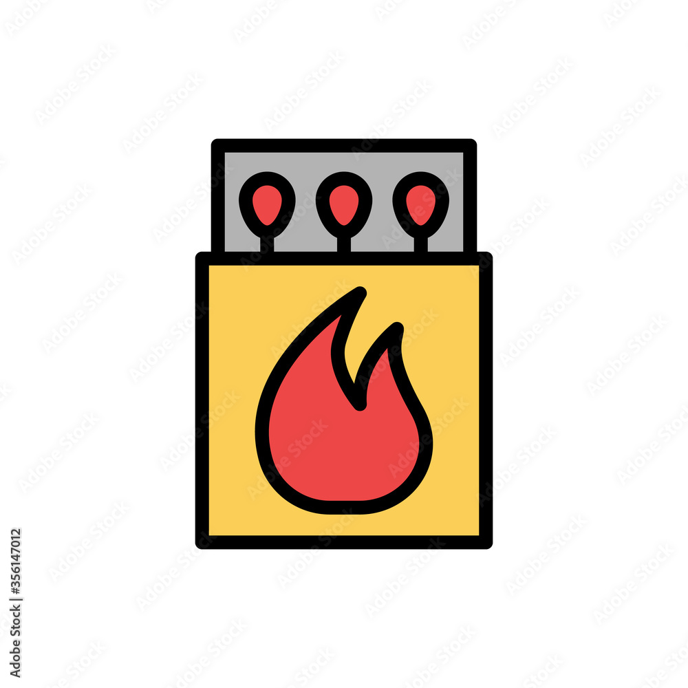 Poster matches, fire icon. simple color with outline vector elements of camping icons for ui and ux, websit