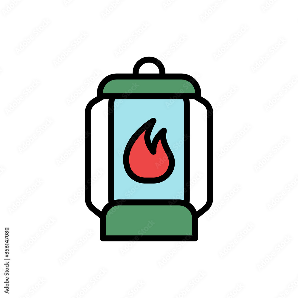 Poster fire, lamp icon. simple color with outline vector elements of camping icons for ui and ux, website o