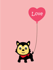 Obraz na płótnie Canvas cute puppy valentine greeting card