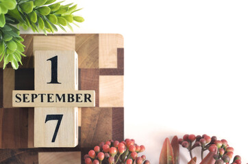 September 17, Cover calendar design in natural concept.