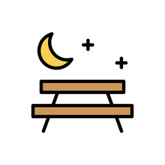 Moon, table, bench icon. Simple color with outline vector elements of camping icons for ui and ux, website or mobile application