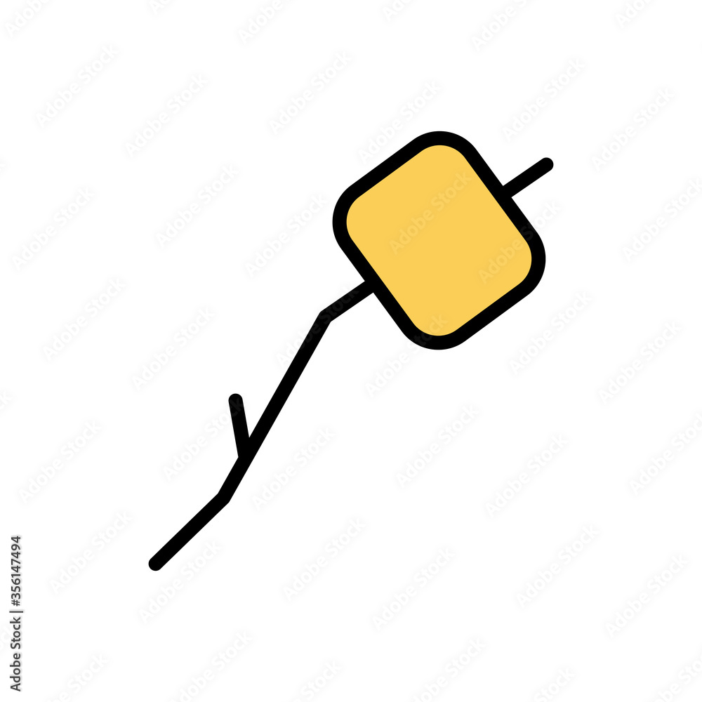 Poster marshmallows, branch icon. simple color with outline vector elements of camping icons for ui and ux,