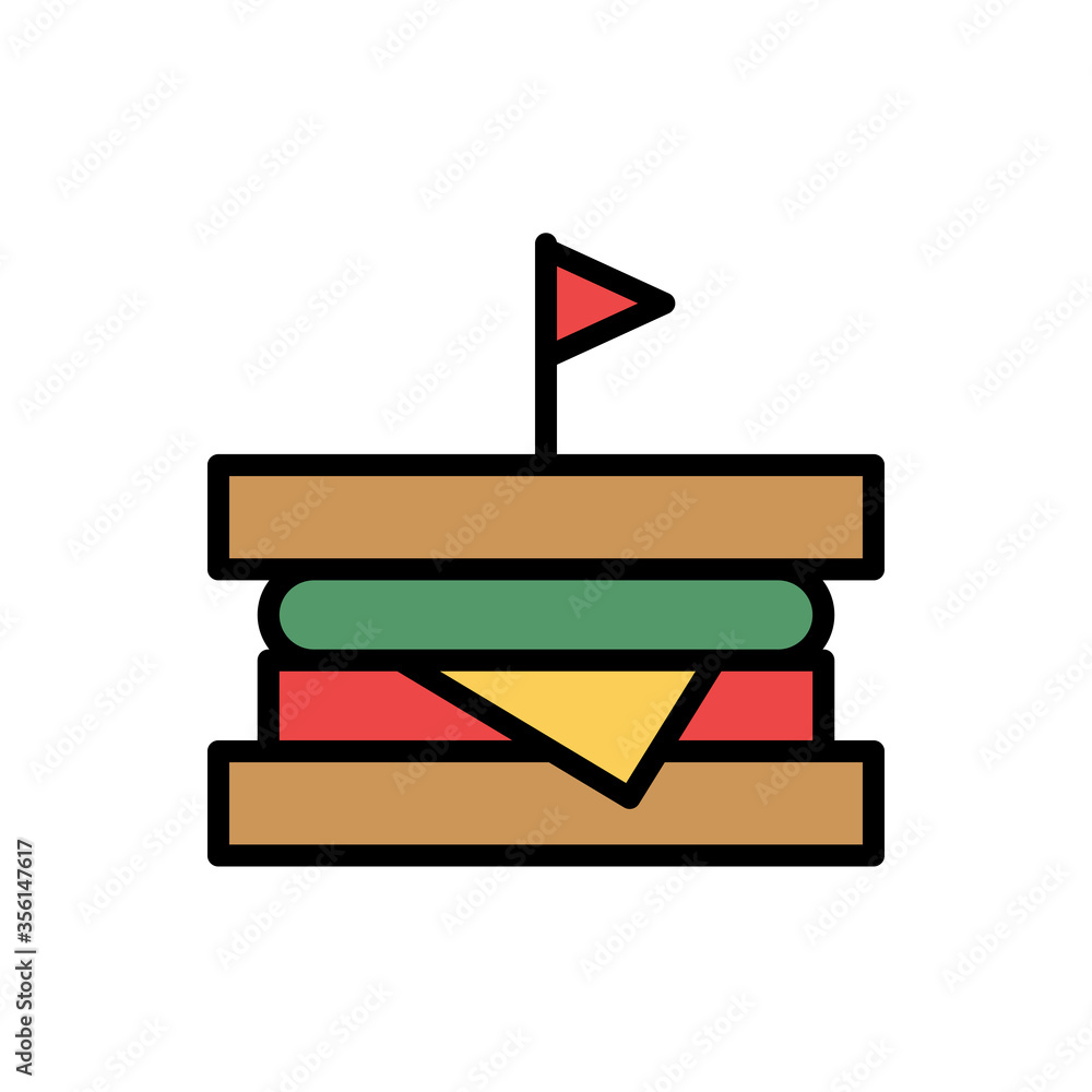 Poster sandwich, food icon. simple color with outline vector elements of camping icons for ui and ux, websi